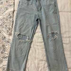Wrangler Blue Ankle Cropped Distressed Jeans